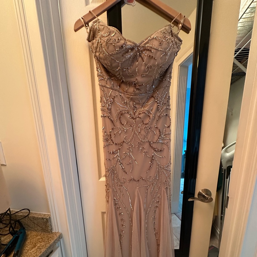 Adrianna Papell Platinum size 4 champagne color Prom/Bridesmaid dress